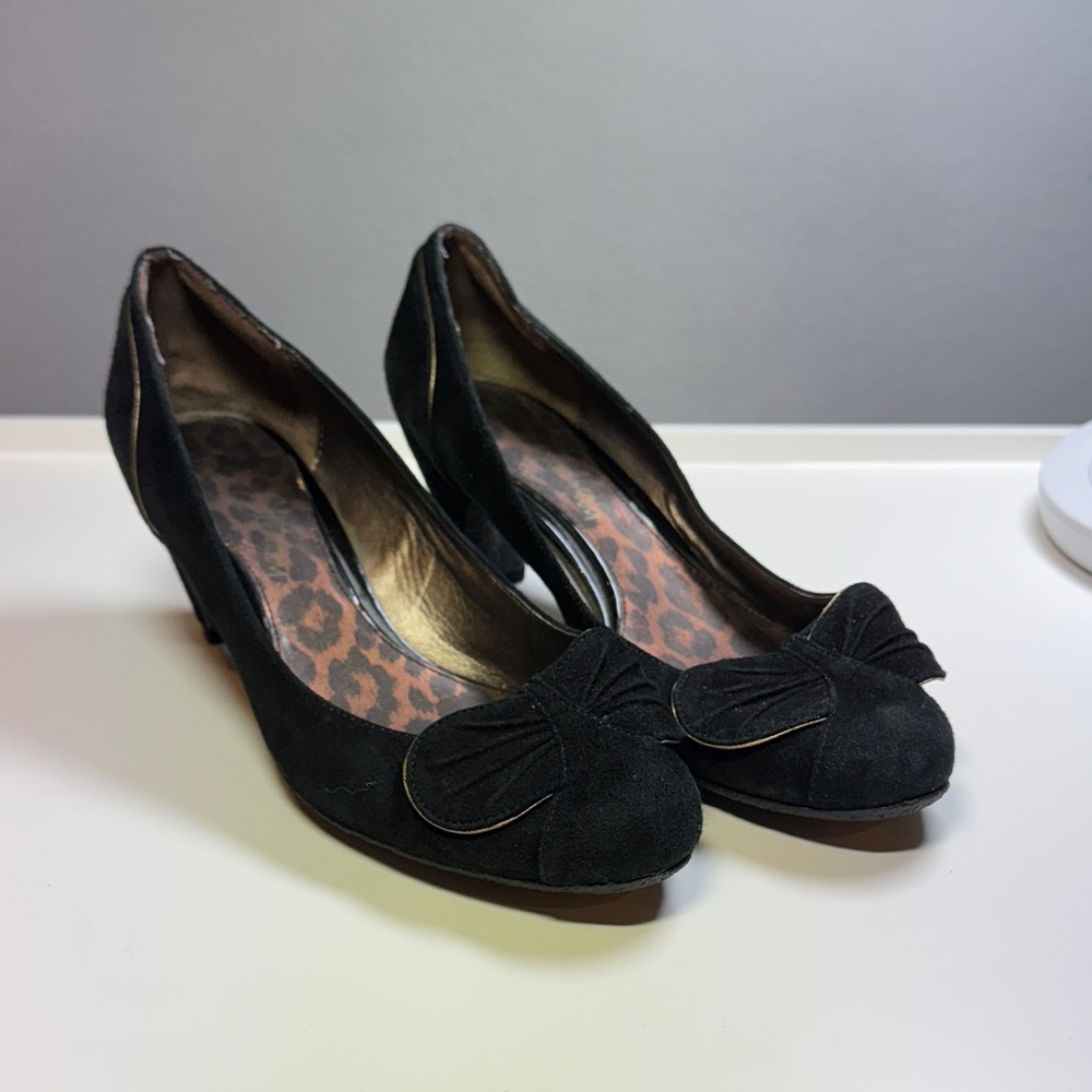 Sam Edelman Black Suede Bow Heels